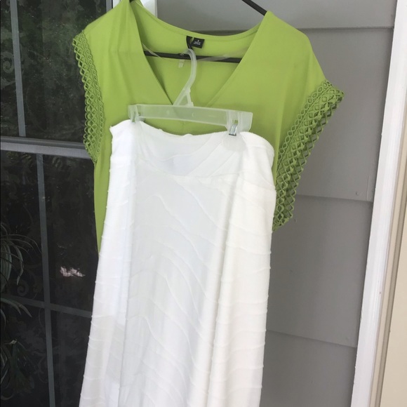 2 pc set Cream skirt Zac & Rachel med with green small top New direction - Picture 2 of 15
